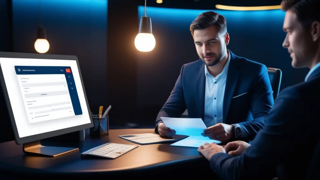 Assistenza clienti con documenti e schermate pronti per un prelievo bloccato