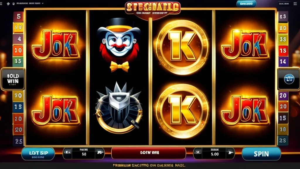 Rulli della slot con simboli speciali e icone jackpot in stile Hold and Win