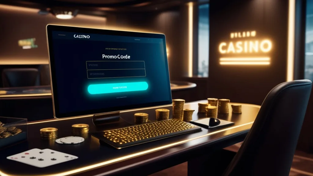 Schermo di registrazione con campo codice promo in un ambiente da casino