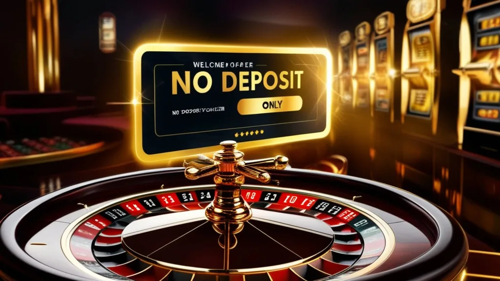Voucher luminoso su tavolo da casino con slot sullo sfondo